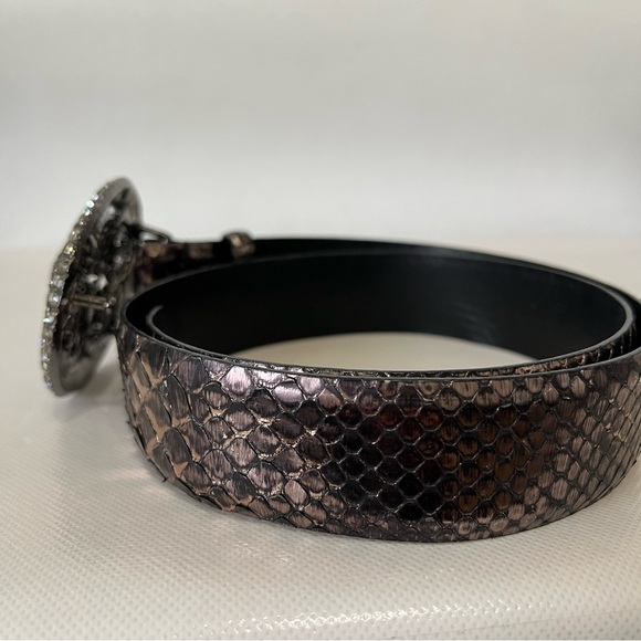 Orciani Snake Skin Belt Rhinestone Crystal Buckle Italy 90 main image 14